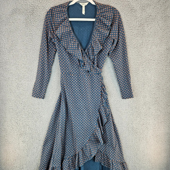 Matilda Jane, choose your own path green-burnt orange true wrap dress Sz XS - Picture 3 of 11